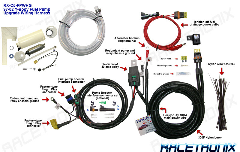 fuel pump kit, racetronix 1997 2003 corvette c5 fuel pump \u0026 wiring Cable and Wire Harness image 1